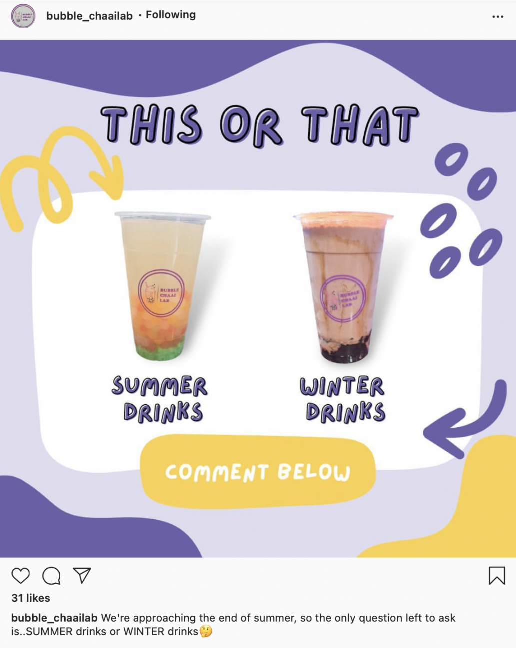 Hospitality social media post example