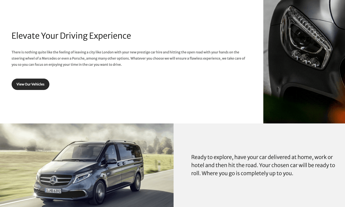 Sports and Supercar Hire website screenshot